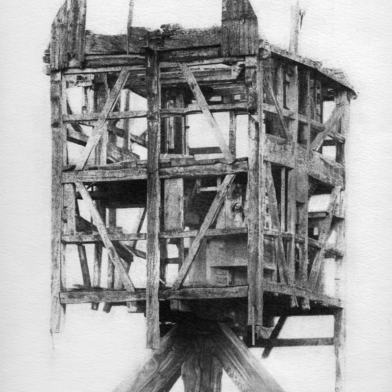 Bromoil print Windmill East Germany